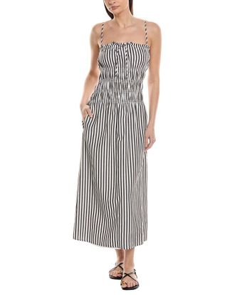 Onia Smocked Linen-Blend Midi Dress