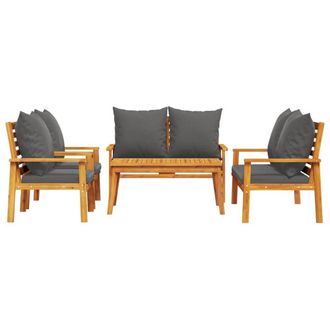 Berkfield Home Beautiful 5 Piece Garden Lounge Set with Cushions Solid Wood Acacia in Brown