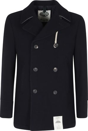 Camplin Blue Shetland Double-Breasted Wool-Blend Peacoat