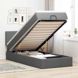 vidaXL Estructura Cama Otomana Colch&oacute;n Tela Gris Oscuro 90x190cm