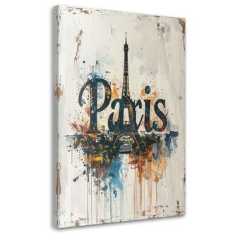Feeby Cuadro Sobre Lienzo, Letras Paris Shabby Chic Vintage, 80x120