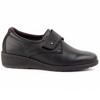 Purapiel Anila 104896 Womens Leather Wedge Loafer, Black/White, 8.5 UK