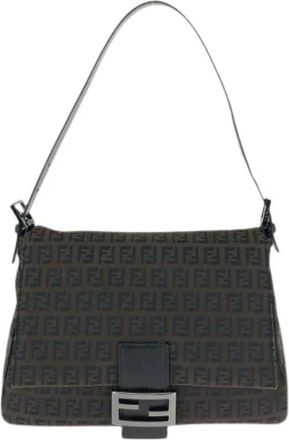 Fendi Pre-owned Shoulder Bags, female, Brown, Size: ONE SIZE Pre-owned Mamma Baguette Zucchino Nylon 2way Bag