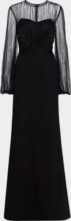 Rene Ruiz Beaded Illusion Trumpet Gown