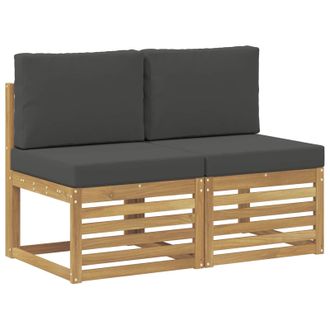 vidaXL 2 Pieza Sof&aacute; Intermedio De Exterior Madera De Acacia S&oacute;lida Vidaxl
