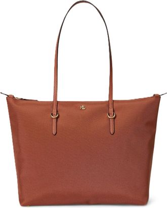 Ralph Lauren Gold Hardware Structured Brown Tote Bag