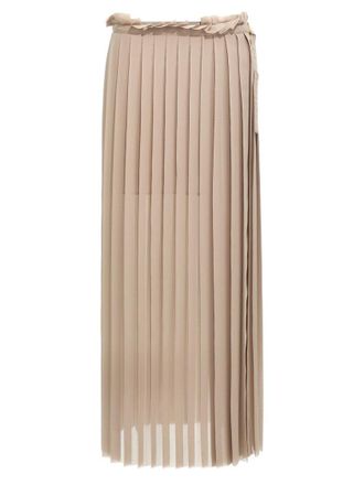 Ami Long Pleated Skirt With Flowing Silhouette And Smooth Texture