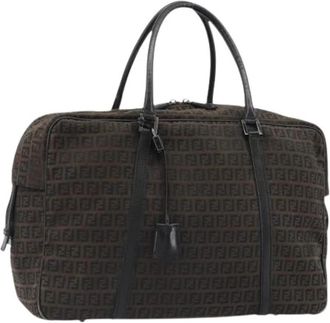 Fendi Pre-owned Zucchino Canvas Boston Bag - Dames - Vintage Weekendtas - Bruin - ONE Size - Leer - Vintage