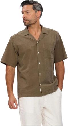 For&eacute;t Overhemden, Heren, Groen, M, Peer Seersucker Regular SS Shirt