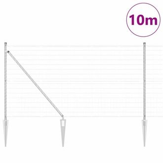 Berkfield Home Modern Euro Fence with 13 Spike Posts 1x25 m Galvanised Steel in Silver