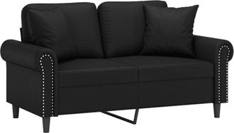vidaXL Vidaxl - Sofá de 2 plazas con cojines cuero sintético negro 120 cm