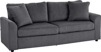 HOMCOM Homcom Sof&aacute; De 3 Plazas Sof&aacute; De Sal&oacute;n 212x80x88 Cm Tapizado En Pana Con 2 Almohadas Reposabrazos Y Coj&iacute;n De Muelles Dise&ntilde;o Moderno Gris Oscuro