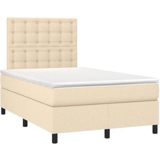 vidaXL Cama Box Spring Con Colch&oacute;n Tela Color Crema 120x200 Cm Vidaxl