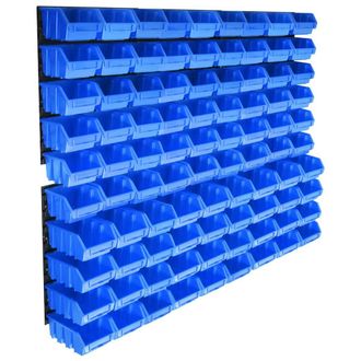 Berkfield Home 96 Piece Storage Bin Kit with Wall Panels Blue
