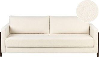 Beliani Beliani - Sofa Bed with Sleeping Function Boucle Upholstery Birch Wood Dark Brown Legs Living Room Bedroom White Orsa