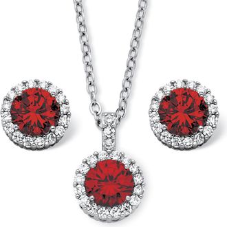 Palm Beach Jewelry 4.30 TCW Birthstone CZ Silvertone Jewelry Set