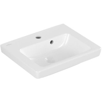 Villeroy & Boch Lavamanos, 450 X 370 Mm, Rectangular, Para Grifer&iacute;a De 1 Orificio, Orificio Para Grifo Perforado, Con Rebosadero, Porcel&aacute;nico Sanitario Blanco