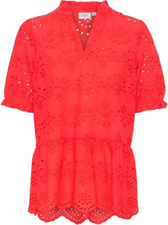 Saint Tropez Geleksa SZ Blouse - Dames - Blouses - Rood - XS - Overhemden