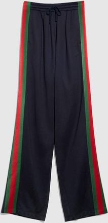 Gucci Silk Cotton Sportswear Pants With Web, Size XXXL, Blue