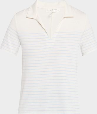 Rag & Bone Stripe Short-Sleeve Polo Top