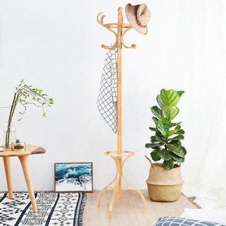 Costway Costway Perchero De Pie Con 12 Ganchos Para Colgar Ropa Perchero De Madera 182 Cm Para Pasillo Dormitorio Oficina