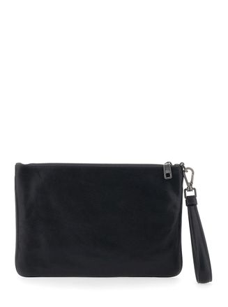 Dolce & Gabbana Mens Clutch Bag Black Leather Cotton