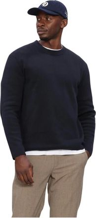 Selected Slmmike Light LS Knit Crew Neck - Heren - Truien - Blauw - Maat: M Katoen