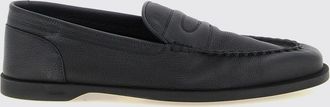 John Lobb Grained Calf Leather Loafers with Rubber Sole