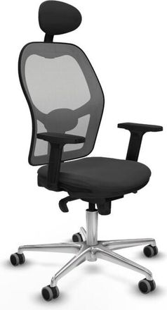 Piqueras y Crespo Piqueras Y Crespo - Jorquera Sincro Malla Gris Similpiel Gris Oscuro Brazos 2d Base Aluminio Cabecero Fijo Ruedas 65mm Engomada