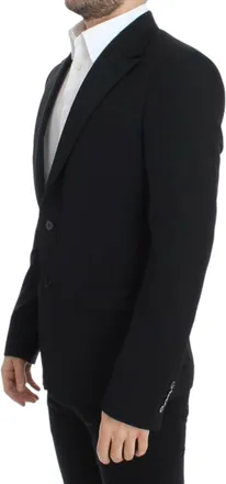 Dolce & Gabbana Mens Black Wool Slim Fit Blazer Clothing