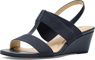 Life Stride Sweet Slingback Sandals Womens Wedge Shoes Lux Navy : 7.5 M (B), Faux Leather/Textile