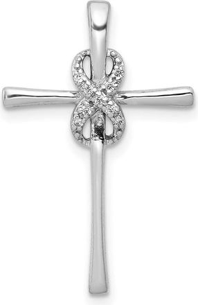Diamond2Deal 10K White Gold.03ct. Diamond Infinity Cross Chain Slide Pendant