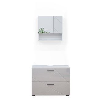 Vicco Set mobili bagno Irma, Bianco lucido, 2 parti