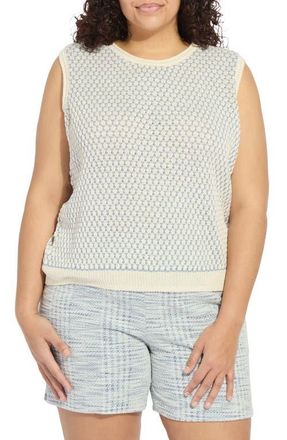 Lyss&eacute; Claire Honeycomb Knit Tank in Ecru/Azzurro at Nordstrom, Size 3 X