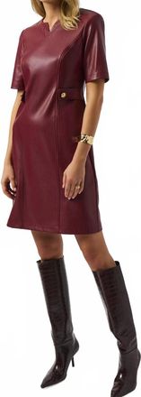 Joseph Ribkoff Leatherette A-Line Dress In Merlot