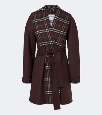Burberry Abrigo de lana con Burberry Check