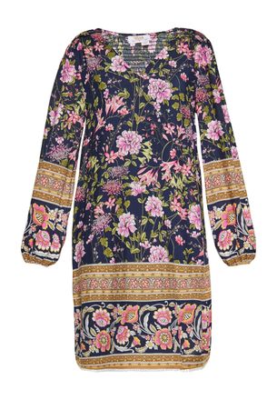 Usha Jurk Dames Navy Veelkleurig