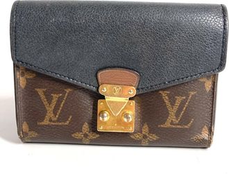 Louis Vuitton Black Brown Monogram Leather Wallet (Tri-Fold) (Pre-Owned)