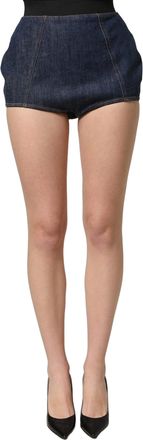 Dolce & Gabbana Womens Blue Cotton High Waist Denim Hotpants Shorts