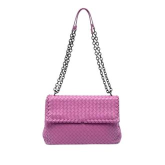Bottega Veneta Pre-owned Shoulder Bags, female, Purple, Size: ONE SIZE Pre-owned Woven Leather Shoulder Bag