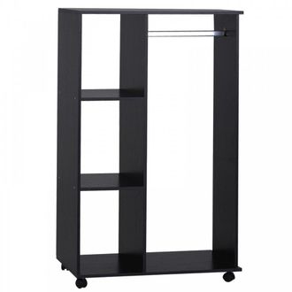 HOMCOM Particle Board Mobile Open Wardrobe On Wheels Black - Home Living | TJ Hughes