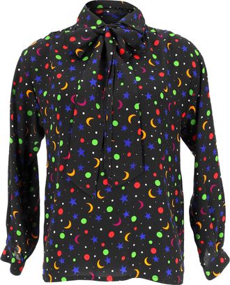 Saint Laurent Saint Laurent blouse met kosmische print uit de lente/zomercollectie van 1979 in zwarte zijde