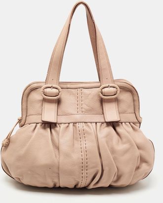Cole Haan Light Pink Leather Pleated Hobo
