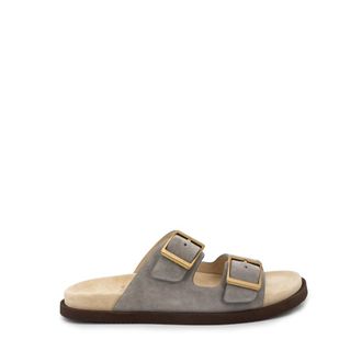 Brunello Cucinelli Sliders, male, Gray, 8 UK, Suede Sandal