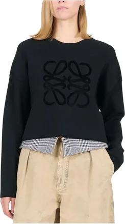 Loewe Hoodies & sweatvesten, Dames, Zwart, S, Wol, Anagram Sweater