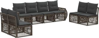 vidaXL Conjunto De Sof&aacute;s De Jard&iacute;n 8 Uds. Gris Y Gris Oscuro Vidaxl