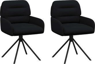 vidaXL Sillas De Comedor Giratorias 2 Uds. Cuero Sint&eacute;tico Negro Vidaxl