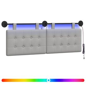 vidaXL Cabecero Colgante Con Luz Led Gris Nube Tela Vidaxl
