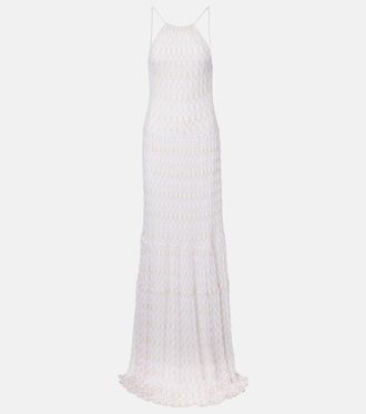 Missoni Halterneck open-back lam&eacute; gown