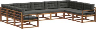 vidaXL Conjunto De Sof&aacute;s De Exterior 9 Uds. Natural Y Antracita Vidaxl